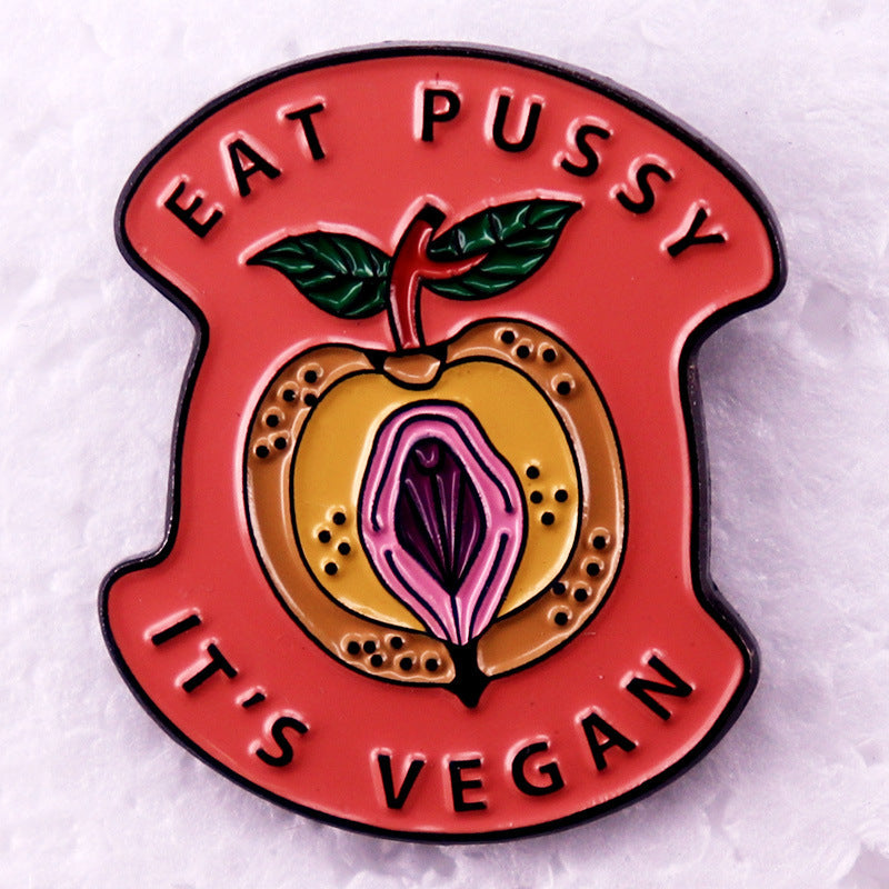 Vegetarian Humor Badge Brooch