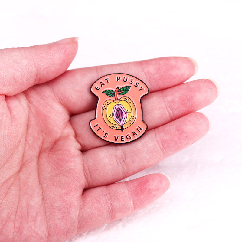 Vegetarian Humor Badge Brooch